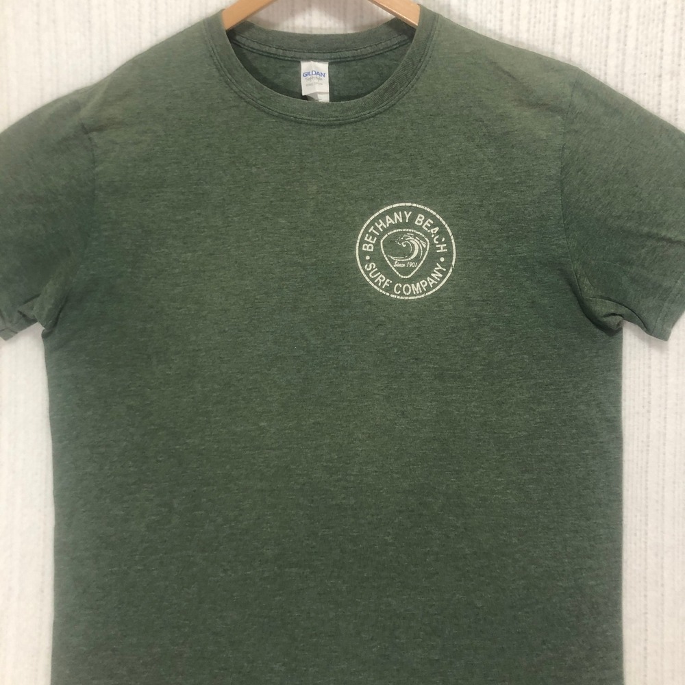 Bethany Beach Surf Company T-Shirt Graphic Tee Crew Neck Gildan Men's Size Large